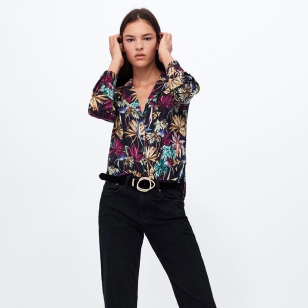 Zara Tropical Print Blouse